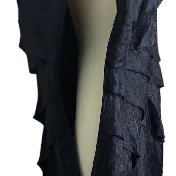 London Style Nights Asymmetrical One Strap Ruffled Dress 12 Black Knee Length - Picture 7 of 14